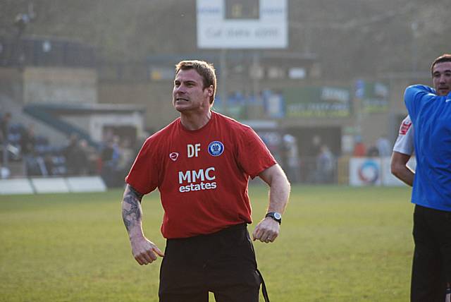 Assistant manager Dave Flitcroft shows his delight.