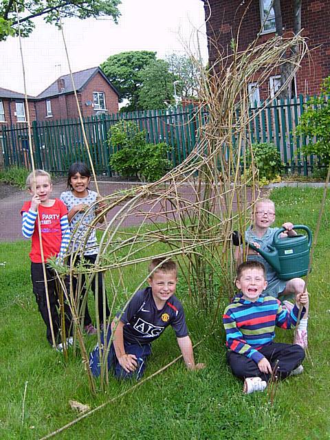 Youngsters at Syke Community Base created willow animal sculptures to liven up their garden.