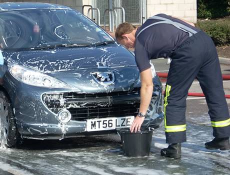 Luxury: Sit back and relax while a firefighter cleans your car for you today (Saturday)