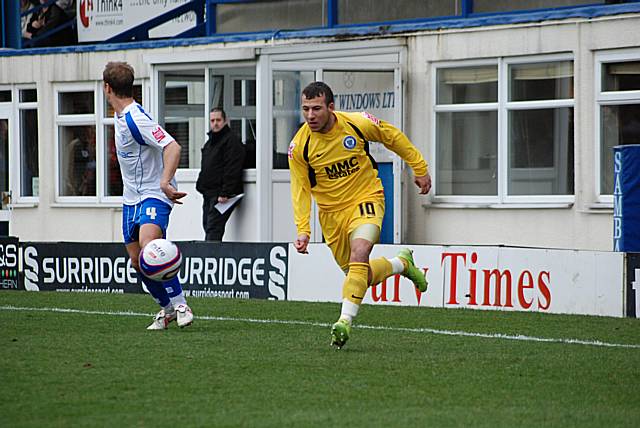 Adam Le Fondre cuts infield.