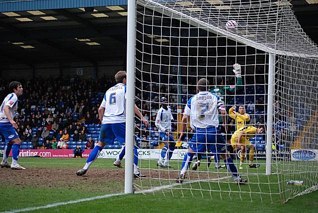 Le Fondre's header sails narrowly over the top.