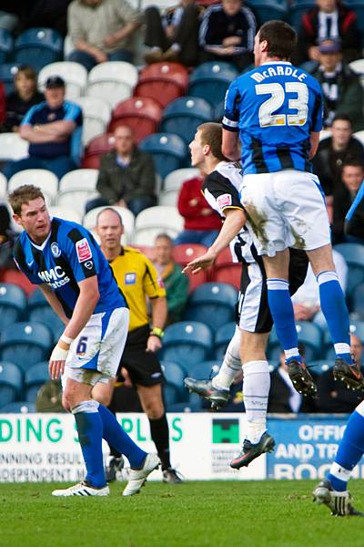 Rory McArdle goes up for a clearance.