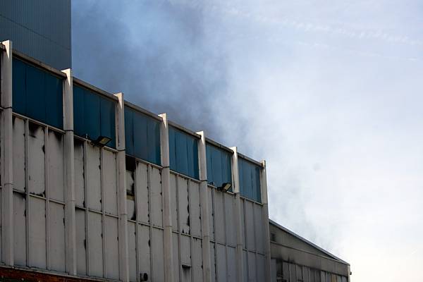 Smoke coming from the fire at Dunlop Mill this morning (Wednesday 22 April).