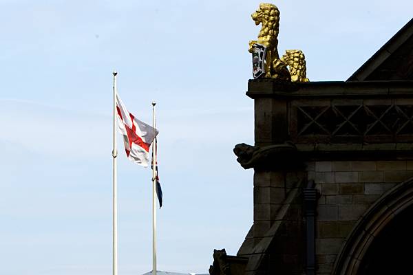 The flag of St George flying at the Town Hall