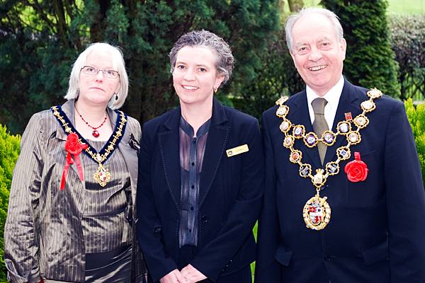 Broadfield Park Hotel opening - Mayor Robin Parker & Mayoress Ann Jones with Hotel General Manager Lindsay Jones