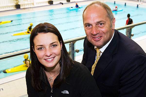 Sir Steve Redgrave with Kerri-Anne Payne at the Middleton Arena opening