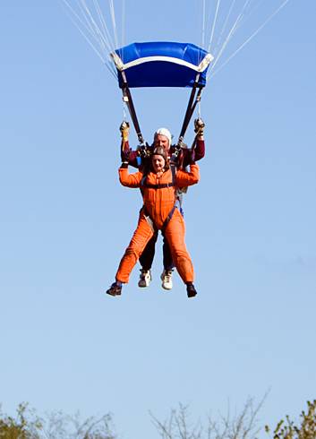 Kirsty - reaches the tree tops as she closes in on the landing area