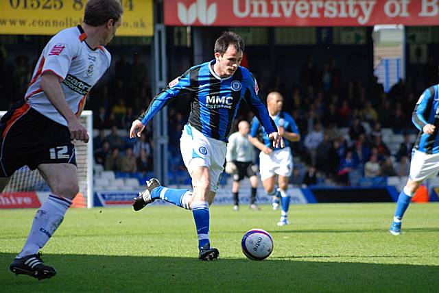 Chris Dagnall charges forward.