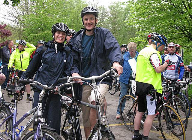 Councillors Wera and William Hobhouse at the start of the Over the Edge bike ride.