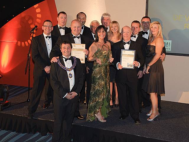 WE’VE DONE IT!: The winning team from Niche Northwest Ltd and Rochdale Borough Council’s Building Control Team.  The picture includes Mark Dalzell - Building Control Manager, Rochdale Borough Council (fourth from right), Caroline Hacking – Granada TV’s Entertainment Reporter (fifth from right) and Jeremy Hall - Local Authority Building Control president (front).