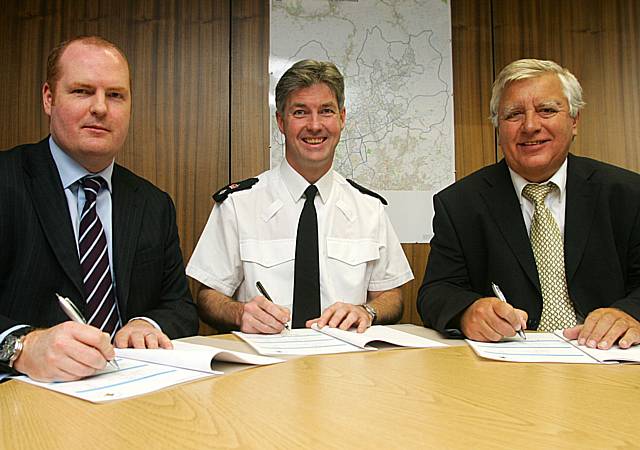 NSL Regional Manager Trevor Taylor, Rochdale Divisional Commander Chief Superintendent John O’Hare, Rochdale MBC Parking Services Manager Kevin Mayor.

 

