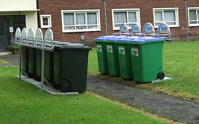 The locked up bins in Furnace Road