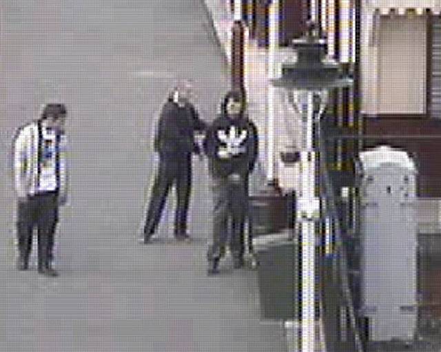 CCTV still of youths trespassing at Heywood Railway Station