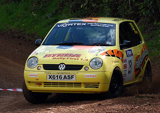 Joe Cruttenden guides the Lupo rally car around the Somerset course.