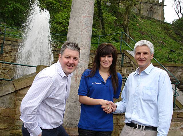 Making a splash: Catherine Marcroft, alongside Councillors Dale Mulgrew and William Hobhouse, has her sights set on the 2012 Olympics thanks to help from Rochdale Council.