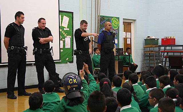 Police officers visited Deeplish Primary School