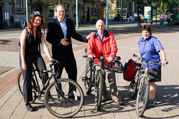 All tired out: RO reporter Kirsty Rigg, RMBC Executive Director Andy Zuntz, with council staff from Sustainability and Development