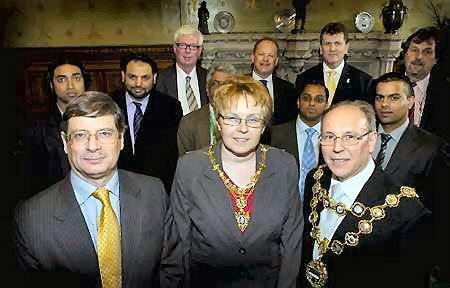 The British High Commissioner for Bangladesh with the Mayor, Councillor Keith Swift, the Mayoress Sue Etchells and the rest of the welcome party.