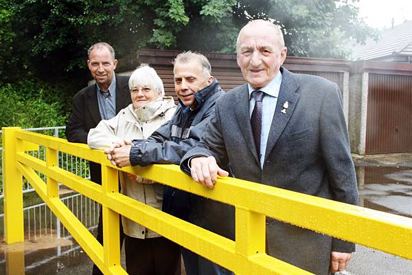 Cllr Ted Flynn (cabinet member for community safety), Brent Lever (local resident), Anne Howard (local resident) and Lee Durrant (Community Safety Officer at Rochdale Borough Council)
