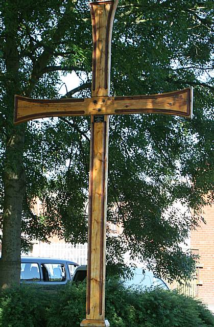 The Castleton Easter Cross is still up, two months after Easter.