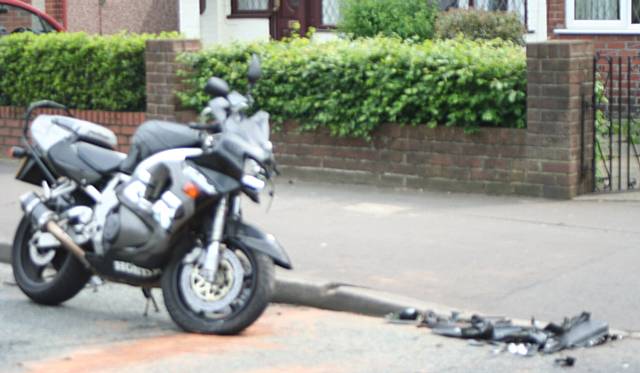 Traffic build up: The motorbike veered into a turning car on Bolton Road