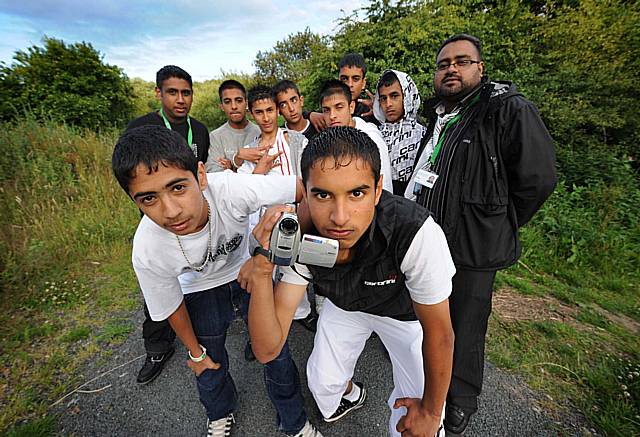 Sajid Mohammed and Sheraz Farooq with their peers who have created their own film on living as Muslims in Rochdale.