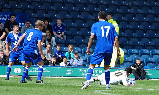 Dagnall is felled for Dale's penalty.