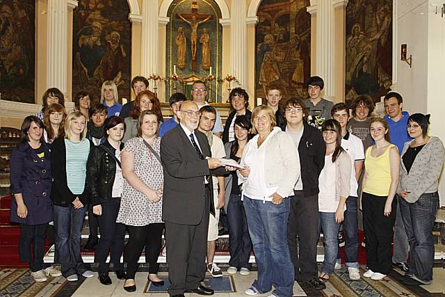 St Joseph's RC Church Heywood, are most of the young people with President John Welsh and Marie Kenny of St Joseph's Parish who, as the group leader has organised their efforts.