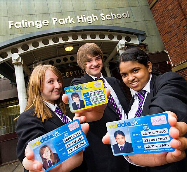 Prove it! School pupils with their new ID cards