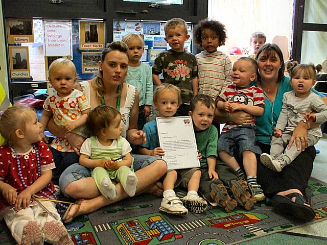 Children from Langley Children’s Centre with the accreditation. 