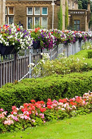 Flower beds and troughs in front of Touchstones