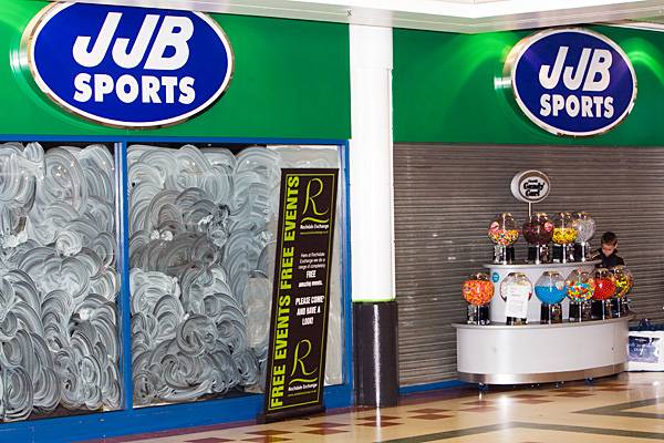 One of the empty units at Rochdale Exchange Shopping Centre - the former JJB Sports store