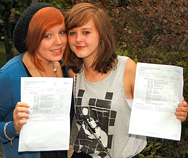 Jodie Scales (2 Cs 1 D) and Hannah Tomlinson (2 Bs 2Ds) of Cardinal Langley.