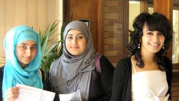 Nida Mughal, Madiha Iqbal and Shila Iqbal of Falinge Park High School