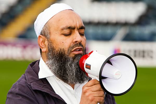 Prayers before the Kabaddi at Spotland Stadium