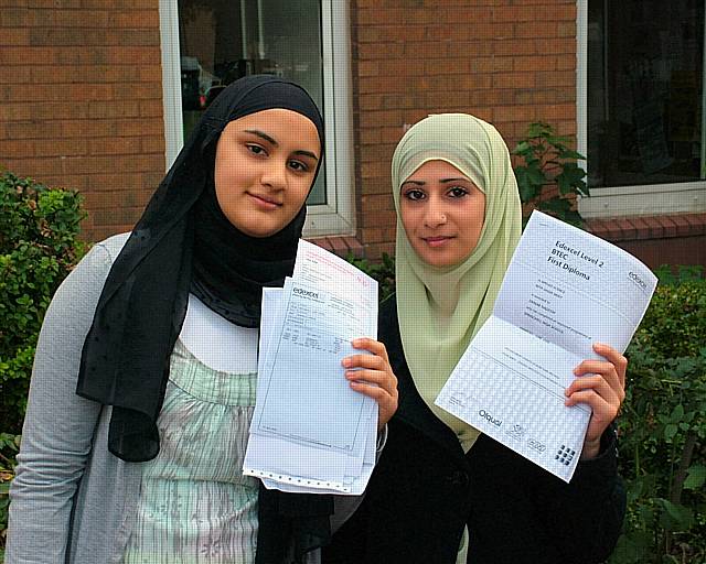 Zenaib Khurshid  14 A*-C (5A*, 2A, 3B, 4C) with Zainab Nadeem 12 A-C (3A, 5B, 4C)