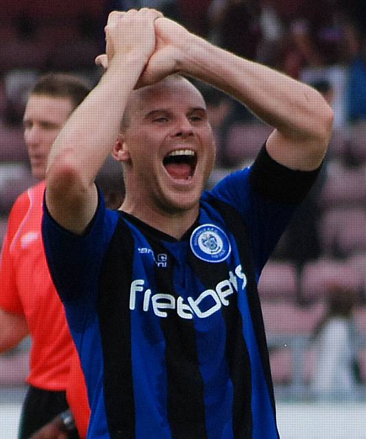 Joy on the face of Gary Jones at the final whistle.