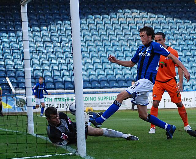 Buckley can't miss as Bartlett can only parry Dagnall's header.