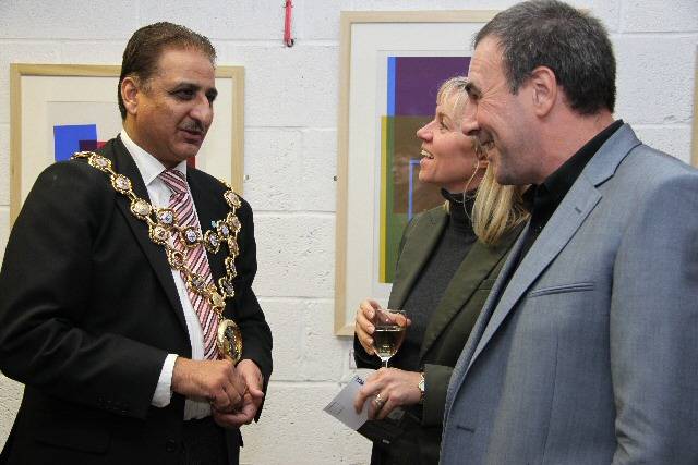 Mayor for Rochdale Zulfiqar Ali talks to Andy Pearce in the recently refurbished Number Ten Art Gallery