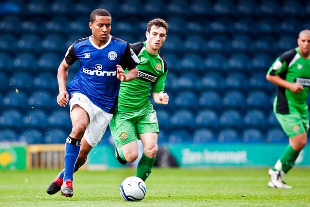 Rochdale 3 - 2 Dagenham and Redbridge<br />
Joe Widdowson outpaces Roman Vincelot