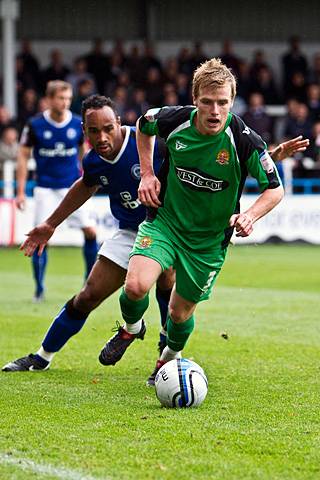 Rochdale 3 - 2 Dagenham and Redbridge<br />
Damien McCrory with Chris O'Grady in pursuit