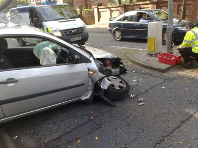 A car crash on Manchester Road, Castleton 