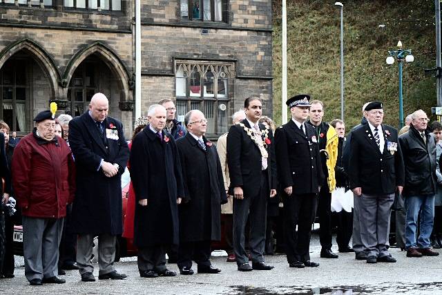 Dignitaries line up infront of the Rochdale cenotaph