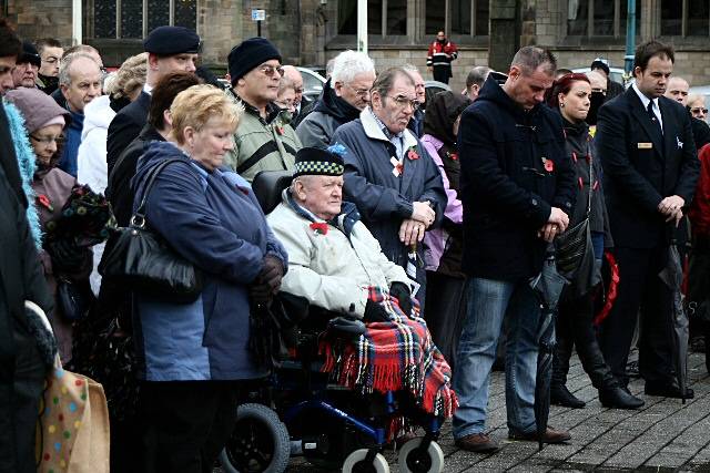 Crowds gathered around the Rochdale cenotaph for the two minutes silence