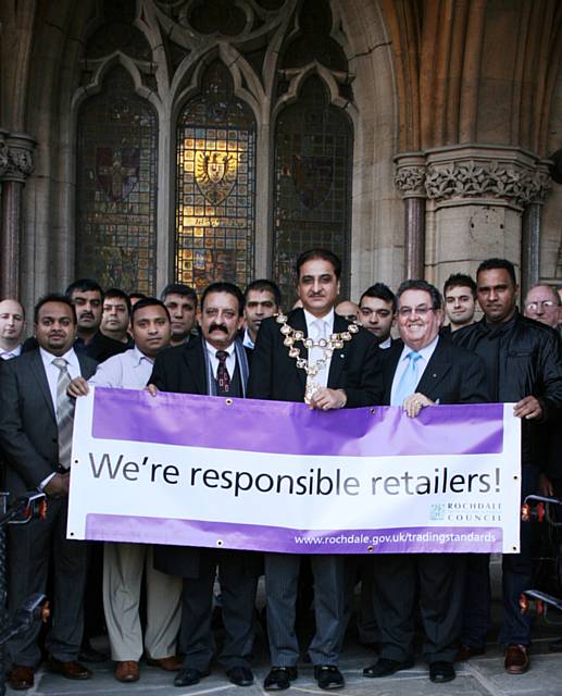 Rochdale's responsible retailers with the Mayor of Rochdale, Councillor Zulfiqar Ali