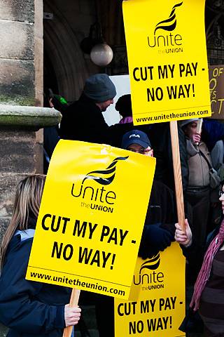 Protestors outside the Town Hall