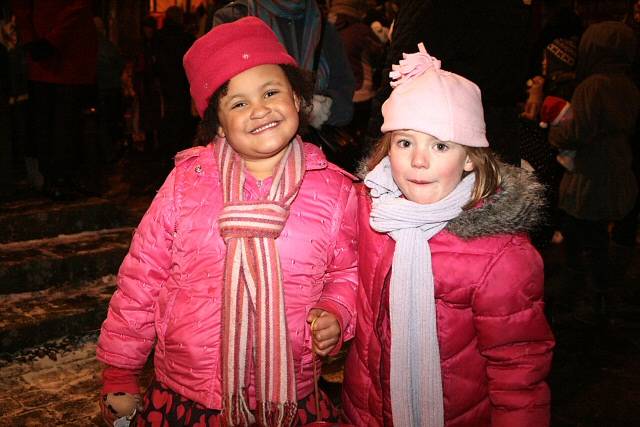 Children at the Christmas lights switch on in Littleborough