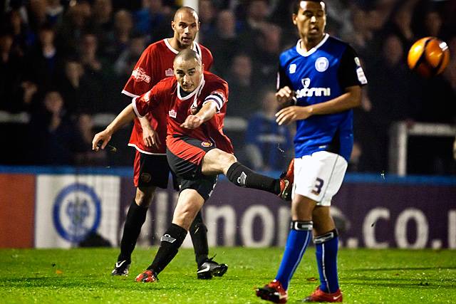 Rochdale v FC United of Manchester - Kyle Jacobs clears