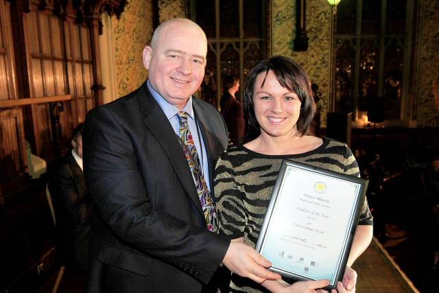 Karen Harris from Langley, Middleton with Principal Derek O’Toole