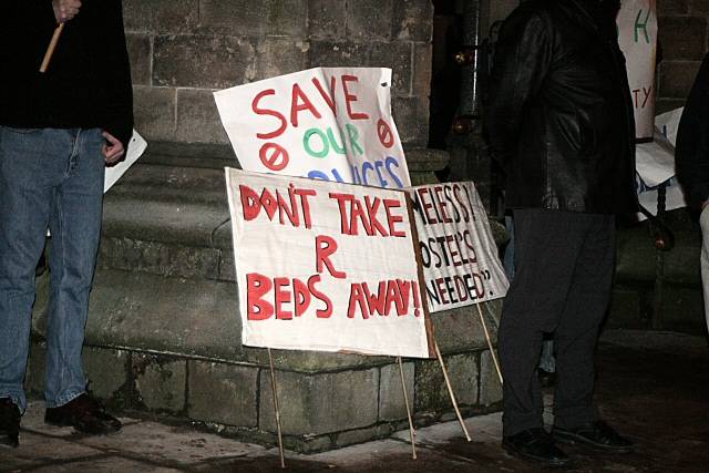 Placards outside the Town Hall